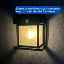 Luminária Solar Externa LED Arandela Vintage com Sensor de Movimento para Jardim Muro e Garagem