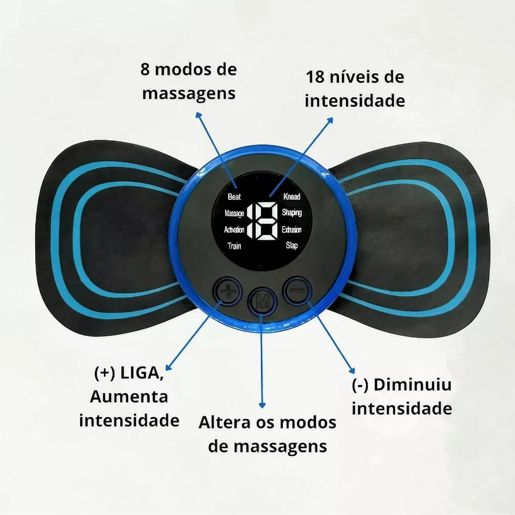 Mini Massageador Elétrico Portátil Recaregavel TENS/EMS