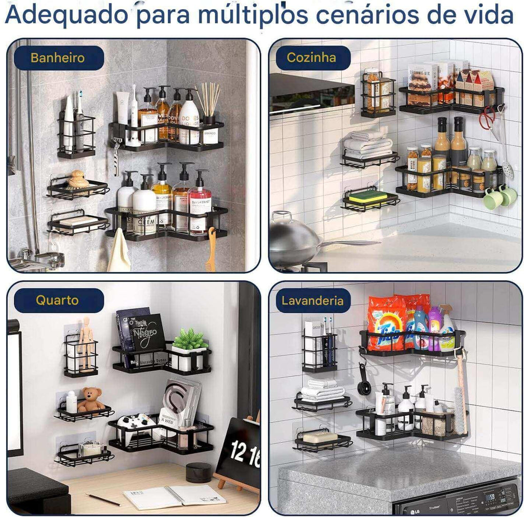 Suporte Organizador Para Canto e Parede 5pcs multiuso